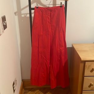 Red cotton wide leg trousers